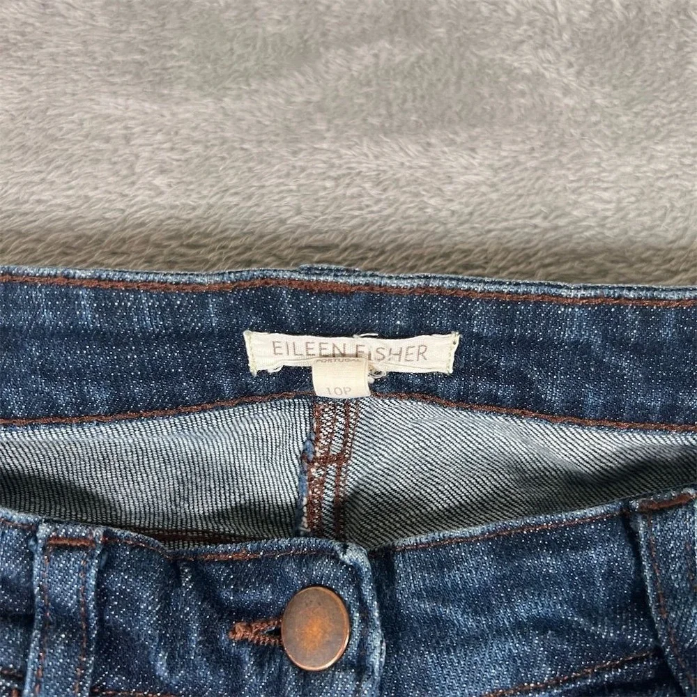 Eileen Fisher Bootcut Jeans‎ Women's 10P Blue Dark Wash Mid Rise 5-Pocket